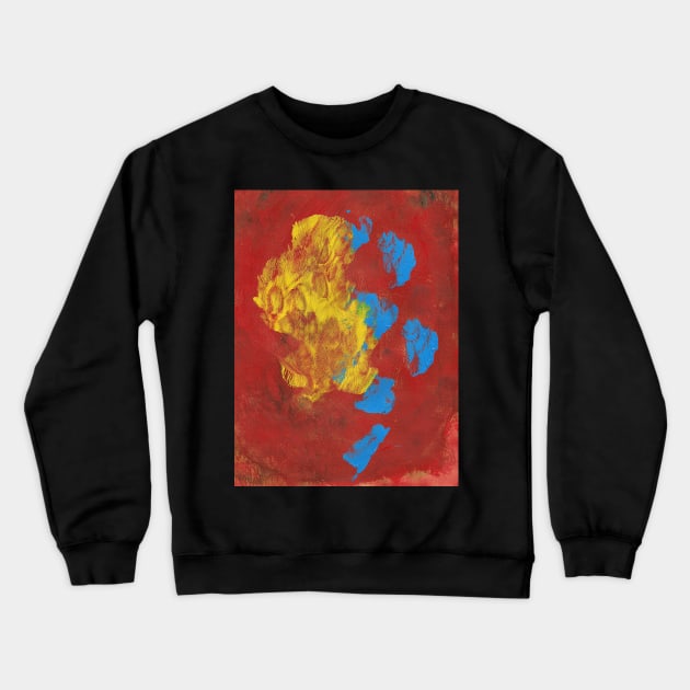 Yellow Blue Red Abstraction Painting Crewneck Sweatshirt by SpieklyArt